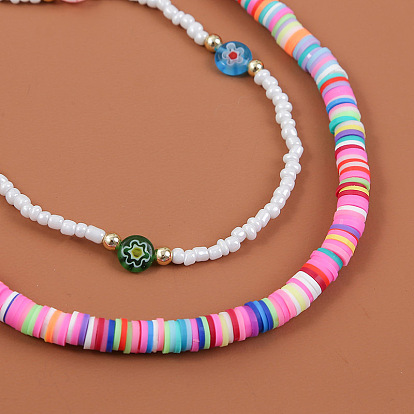 Collier multicouche créatif de perles de verre en poterie douce tissé à la main-bijoux pendentif à la mode.