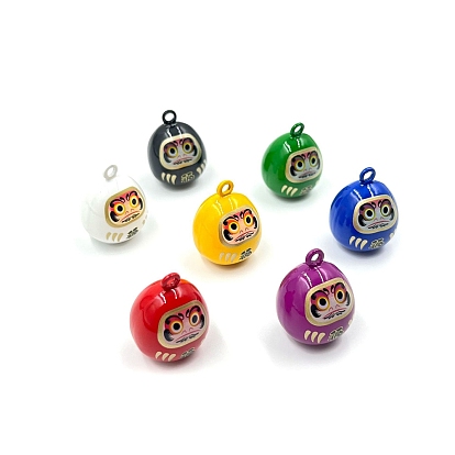 Выпечки расписные латунные подвески, мини-амулеты дарума