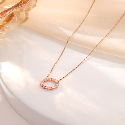 Ring Cubic Zirconia Pendant Necklaces, 925 Sterling Silver Necklace
