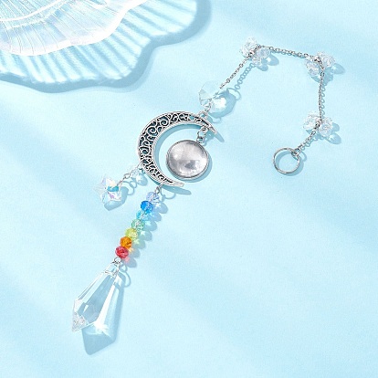 Стеклянные подвесные ловцы солнца в форме бабочек и конусов, лунные звенья из нержавеющей стали для наружного и садового декора