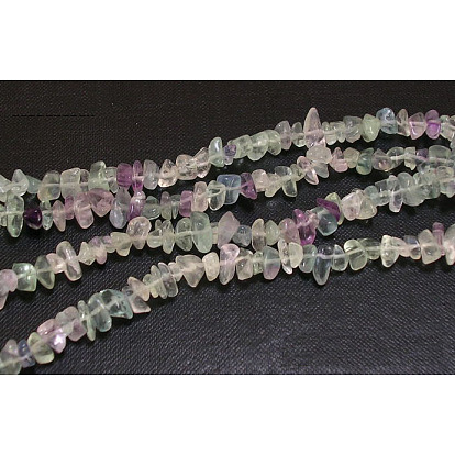 Natürlichen Fluorit-Chips Perlen Stränge, 4~6 mm, Bohrung: 0.3 mm, 80~81 cm
