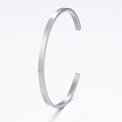 304 Stainless Steel Cuff Bangles, Minimalist Simple Open Bangles