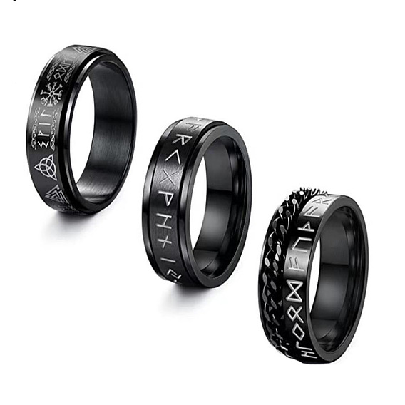 Руна викингов 201 вращающееся кольцо из нержавеющей стали, Кольцо-спиннер для успокоения беспокойства, медитации
