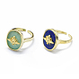 Регулируемые кольца из натурального драгоценного камня, с латунной фурнитурой / фианитом