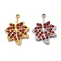 304 Stainless Steel Pendants, with Siam Rhinestone, Leaf Charms