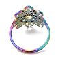 304 Stainless Steel Hollow Flower Adjustable Ring for Women