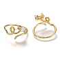 Brass Cuff Rings, Open Rings, with Clear Cubic Zirconia, Long-Lasting Plated, Horse Eye