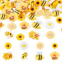 80Pcs 8 Styles Resin Cabochons Bees & Flower
