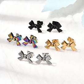 304 серьги-гвоздики из нержавеющей стали с бантом