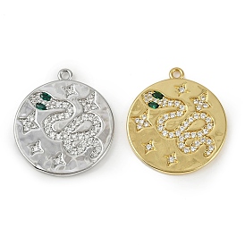 Латунные микро проложить кубического циркония подвески, круглый со змеей, долговечный, без кадмия и без свинца, стойки покрытие