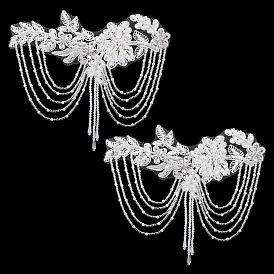 Accessoires de broderie informatisée à fleurs, orné de strass et de perles de verre., pour les vêtements de bricolage, sac, décoration de pantalon