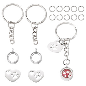 DIY Keychain Making Kits, include Iron Split Key Rings, Stainless Stee Locket Pendants, 304 Stainless Steel Jump Rings