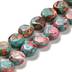 Synthetic Regalite/Imperial Jasper/Sea Sediment Jasper Beads Strands, Dyed, Flat Round