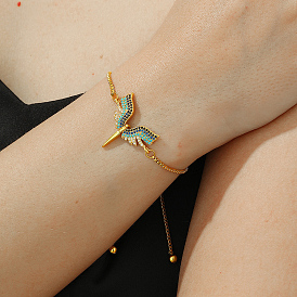 Браслеты-слайдеры с подвесками в виде крыльев богини из латуни с кубическим цирконием для женщин
