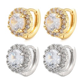 Плоские круглые серьги-кольца из латуни с покрытием стойки, с четким кубического циркония, без кадмия и без свинца, долговечный