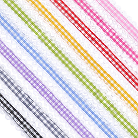45 Yards 9 Colors Polyester Ribbons, Lace Edge Trim Ribbon, Tartan Pattern, for Sewing Accessories