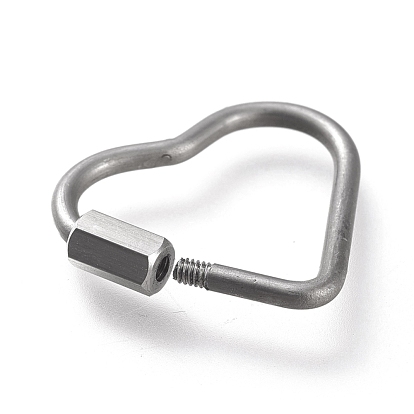 304 Stainless Steel Screw Carabiner Lock Charms, for Necklaces Making, Heart