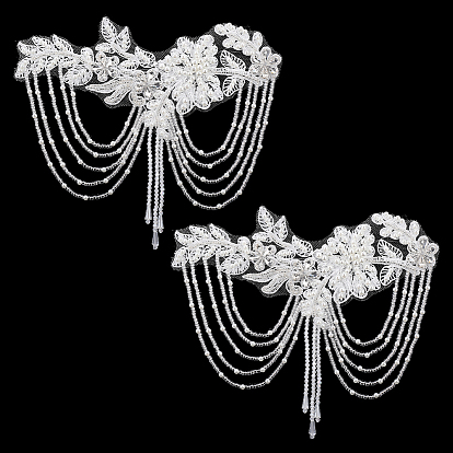 Accessoires de broderie informatisée à fleurs, orné de strass et de perles de verre., pour les vêtements de bricolage, sac, décoration de pantalon