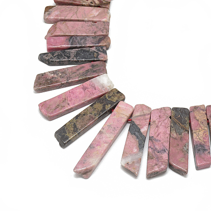 Rhodonite naturelles brins de perles, perles percées, rectangle