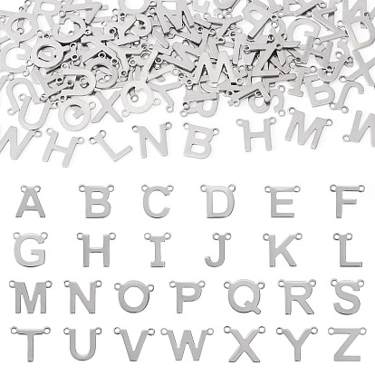 104 шт. 26 стили подвески-соединители из нержавеющей стали с буквами, цвет нержавеющей стали, не тускнеет