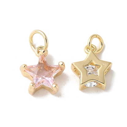 Латунные микропаве прозрачные подвески с фианитом, звезды прелести, без кадмия и без свинца, долговечный, стойки покрытие, с целью перехода в кольце