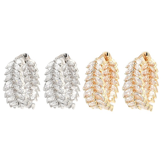 Серьги-кольца из латуни с микропаве из кубического циркония, лист