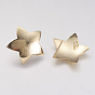 Brass Stud Earring Findings, with Loop, Nickel Free, Real 18K Gold Plated, Star