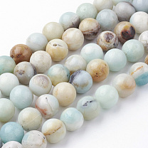 Brins de perles d'amazonite de fleurs naturelles, ronde