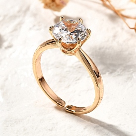 Латунные кольца-манжеты с микропаве и прозрачным цирконием для женщин, без кадмия и без свинца, долговечный