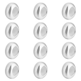 12pcs 925 perles en argent sterling, avec du caoutchouc, perles de curseur, rondelle