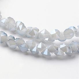 Electroplate Glass Bead Strands, Imitation Jade, Full Rainbow Plated, Faceted, Diamond