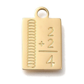 PVD Vacuum Plating 304 Stainless Steel Pendants, Rectangle with Number Charm