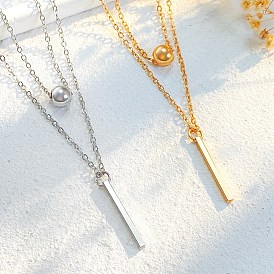 Alloy Double Layered Necklaces, with Pendant
