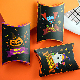 Хэллоуин бумажная подушка коробки конфет, футляр для хранения конфет для упаковки вечеринки в честь Хэллоуина, чёрные