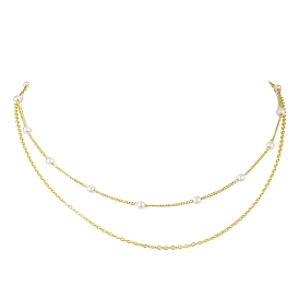 Brass and ABS Imitation Pearl Layered Necklace for Women