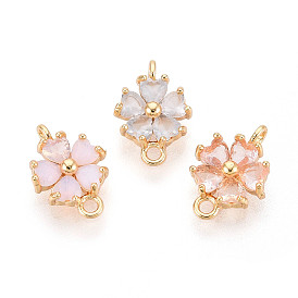 Латунные подвески из прозрачного кубического циркония, цветок ссылки