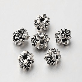 Perles de fleur en alliage de style tibétain, 7x6mm, Trou: 2mm