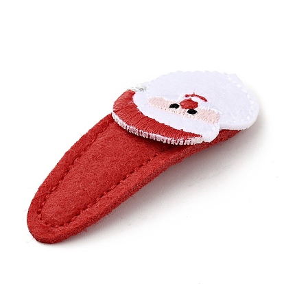 Christmas Santa Claus Non Woven Fabric Snap Hair Clips, with Iron Clips, Hair Accessorise for Girls