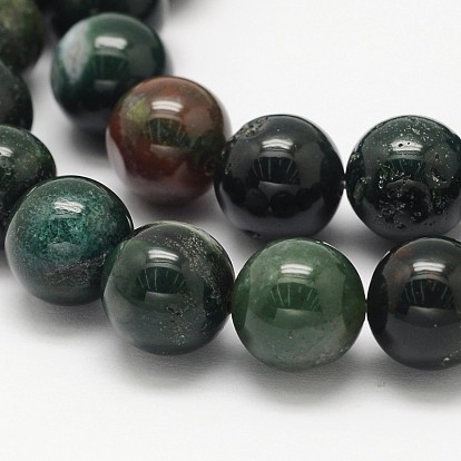 Natural Bloodstone Beads Strands, Heliotrope Stone Beads, Round