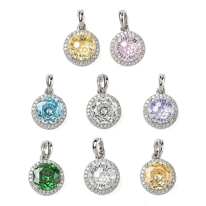 925 подвески из стерлингового серебра с паве из кубического циркония, плоские круглые прелести, платина, родий