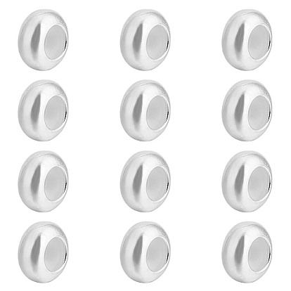 12pcs 925 perles en argent sterling, avec du caoutchouc, perles de curseur, rondelle