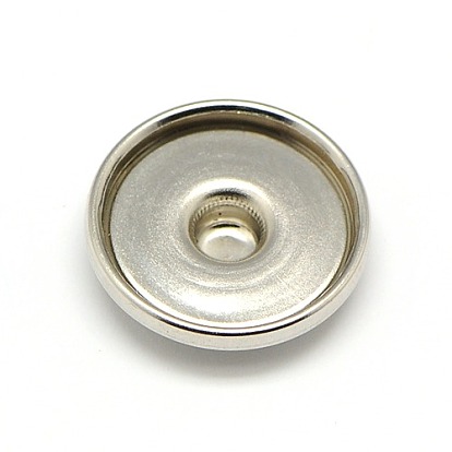 PandaHall Elite Brass Snap Button Cabochon Settings, Stud Findings, Flat Round