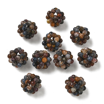Cuentas tejidas de pietersita natural, perlas de racimo, facetados, rondo