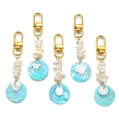 Плоские круглые украшения из ракушек capiz с цветным покрытием ab, с натуральной пресноводной ракушкой и белой перламутровой крошкой