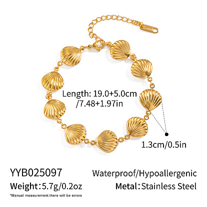 Браслеты из нержавеющей стали с цепочкой из ракушек для женщин, реальный 18 k позолоченный