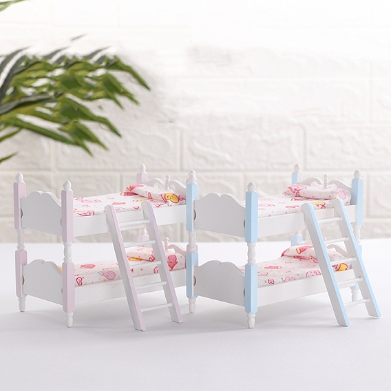 Двухъярусные кровати из мдф-панели миниатюрные украшения, аксессуары для кукольного домика с микро-ландшафтом, притворяясь опорными украшениями