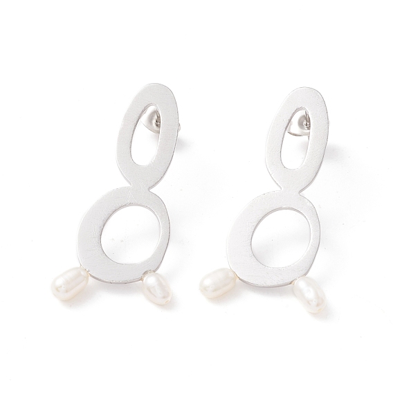 Infinity with Natural Pearl Dangle Stud Earrings for Women