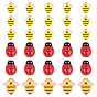 60 pcs 3 styles cabochons en résine opaque, abeilles et coccinelles