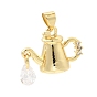 Латунные подвески, Подвески в виде чайника с кисточкой из прозрачных кубических цирконий., долговечный, стойки покрытие, без свинца и без кадмия