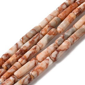 Brins de perles de netstone rouge naturel, colonne